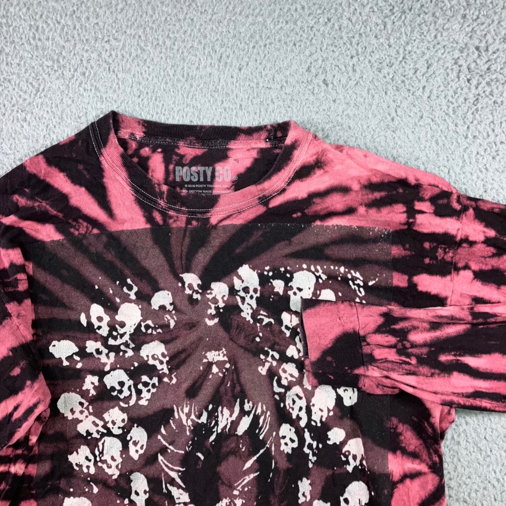 Posty Co‎ Post Malone Tour Shirt Men L Pink Tie Dye Hollywoods Bleeding 2019